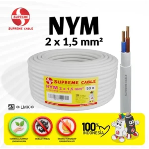 Kabel NYM Supreme 2x1.5 Kabel Listrik Tembaga Asli SNI LMK Meteran