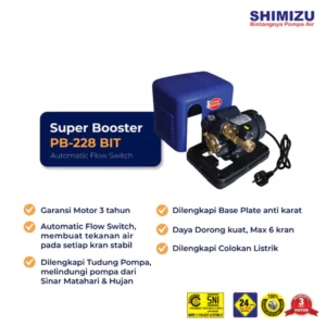 Pompa Booster SHIMIZU PB-228 BIT 200W Automatic Flow Switch Pompa Dorong Air Rumah 6 Kran