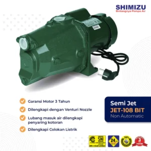 Pompa Air Semi Jet SHIMIZU JET-108 BIT 150W Non Automatic – Hisap 11m Head 30m Kapasitas 55 L/min