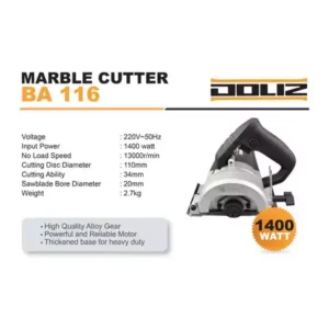 Marble Cutter DOLIZ BA116 / Mesin Potong Granit Keramik Kayu 1400 Watt Original