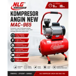 NLG Kompresor Angin MAC-965 0.75HP 9.5L 8 Bar Air Compressor Portable Silent Mini