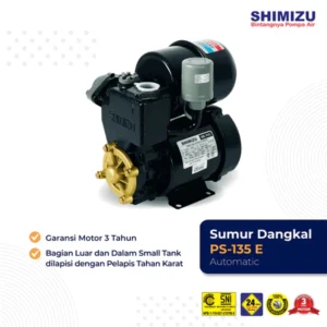 Pompa Air Otomatis SHIMIZU PS-135 E 125W – Sumur Dangkal, Hisap 9m, Head 30m