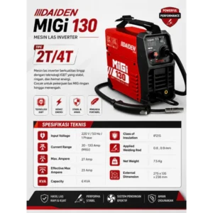 DAIDEN MIGi 130 Mesin Las Inverter MIG 130A Portable IGBT 220V | ORIGINAL, BERKUALITAS