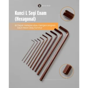 Kunci L Segi Enam (Hexagonal) set 9pcs Extra Long | Kunci Allen Panjang Hex Key Set Baja Kuat