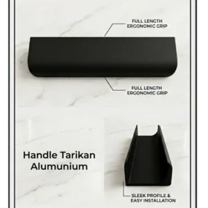 Handle Tarikan Laci Aluminium Hitam Minimalis Handle Lemari Kabinet Furniture Modern