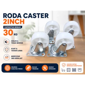 Roda Caster 2 Inch Putar 360° 1 set (4pcs) – Beban 30KG | Roda Troli Meja Lemari Halus & Kuat