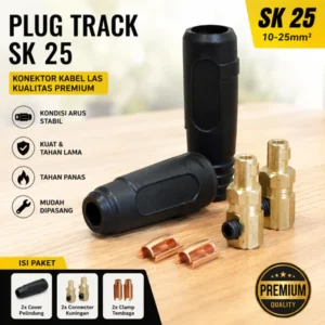 Plug Track SK 25 Daiden Konektor Kabel Las Socket Mesin Las DKJ 10-25 Male Plug Welding Connector