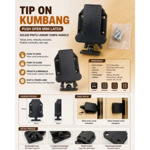 Tip On Kumbang Push Open Latch Lemari Tanpa Handle Mini Door Catch Kabinet Kitchen Set
